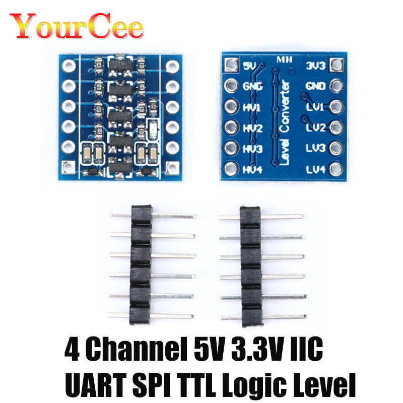 

2Pcs 2 4 Channel Way IIC I2C Logic Level Converter 5V to 3.3V Bi-Directional Conversion Board Module UART SPI TTL For Arduino