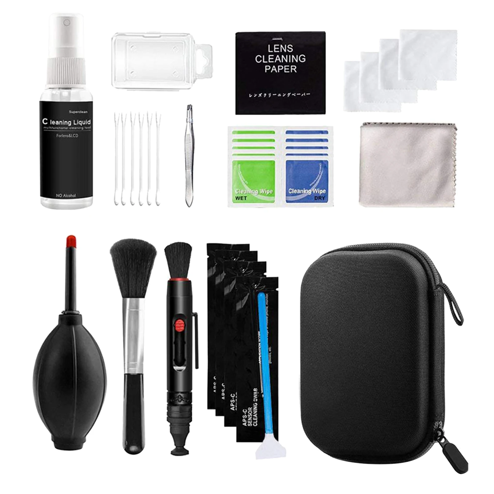 

Professional Camera Cleaning Kit for DSLR Cameras + Traveling Pouch + Swabs