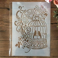 a4 29cm bird clock birdcage diy layering stencils painting scrapbook coloring embossing album decorative template