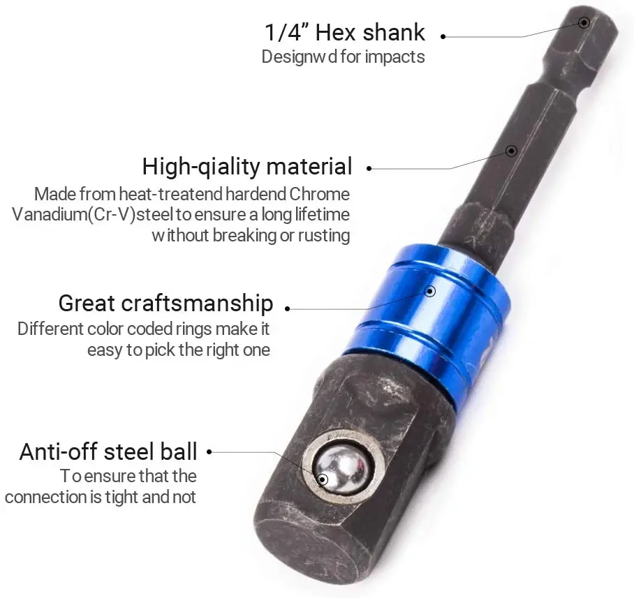 

Shank Drill Socket Adapter 3Pcs Black Screwdriver Extension Bar Adapter 1/4 Inch Hex Shank Screwdriver Bit Socket Adapter