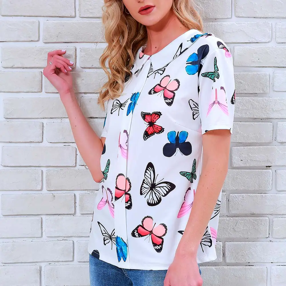 

Pop Summer Women T Shirt Short Sleeves Butterflies Printed Tops Lady Girl Casual Blouse Pop 88