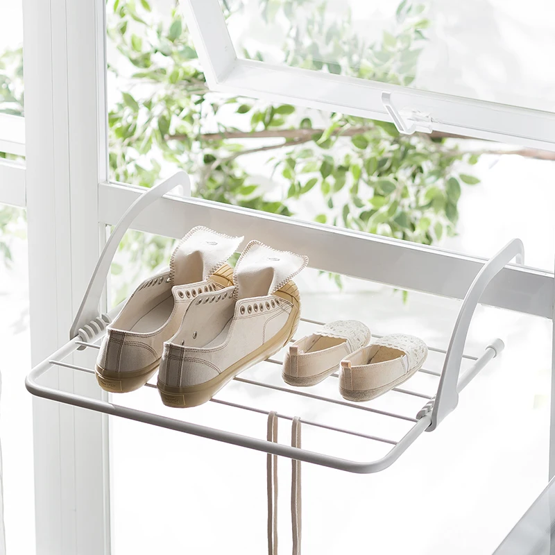 

Household balcony clothes hanger multi functional foldable drying rack for clothing shoes