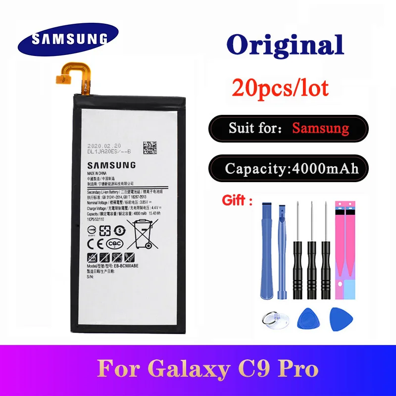 

20pcs/lot Original Battery EB-BC900ABE For Samsung Galaxy C9 Pro SM-C9000 C9008 C900F C900Y Phone High Quality Bateria 4000mAh