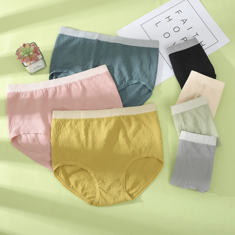 

High Waist Women Seamless Panties Solid Color Cotton Underwears Middle Waist Lady Sexy Lingerie Super Elastic Large Size Panty