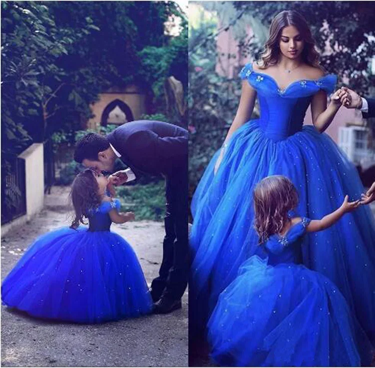 Благородный Королевский Синий Принцесса Золушка летнее платье для маленьких