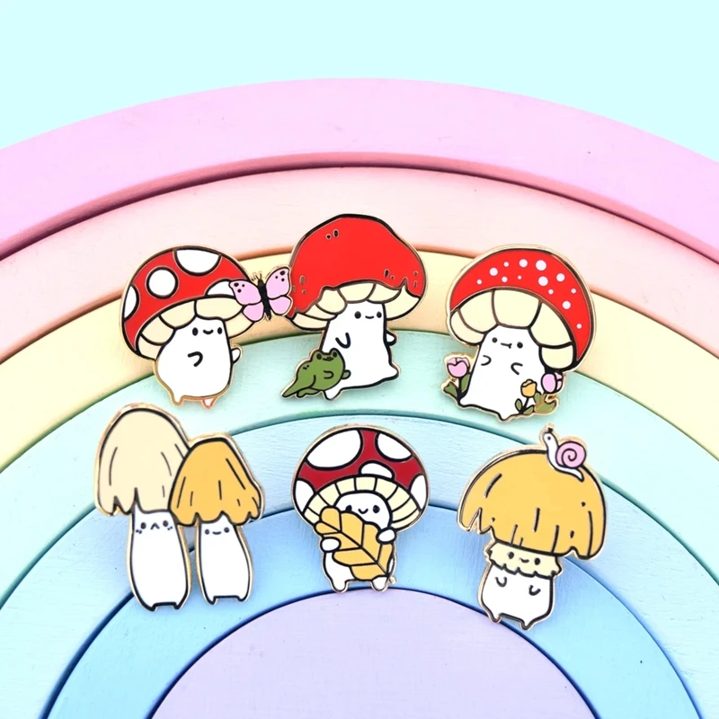 Смешные гриб и Froggo брошь с дизайном лягушка брошки эмаль металлические значки