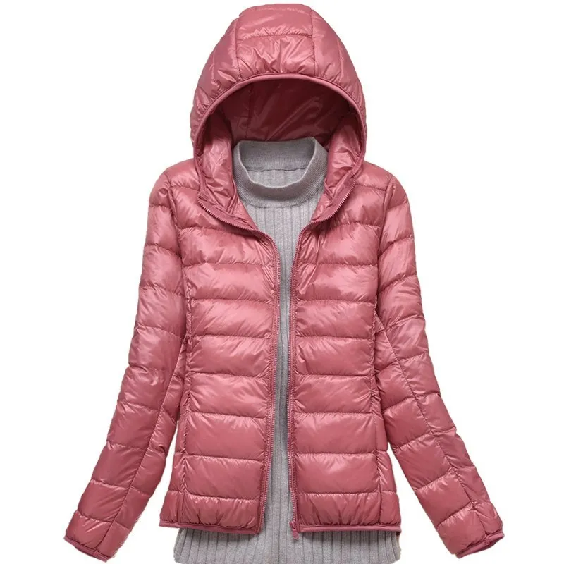 Женская зимняя куртка яркий пуховик женская короткая ультратонкая однотонная
