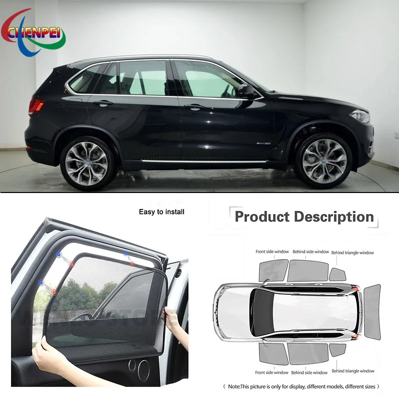 For BMW X5 2014 Car Full Side Windows Magnetic Sun Shade UV Protection Ray Blocking Mesh Visor Car Decoration Accessories