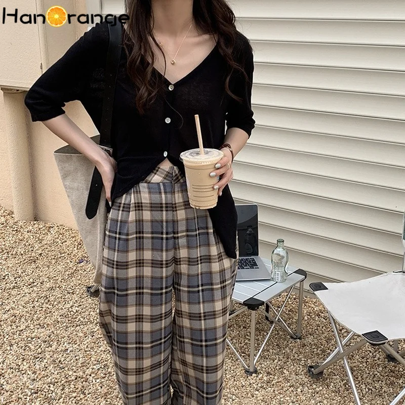 

Solid Color V-neck Half Sleeved Thin Sweater Cardigan Women Split 2021 Summer Loose Lazy Top Single Breasted