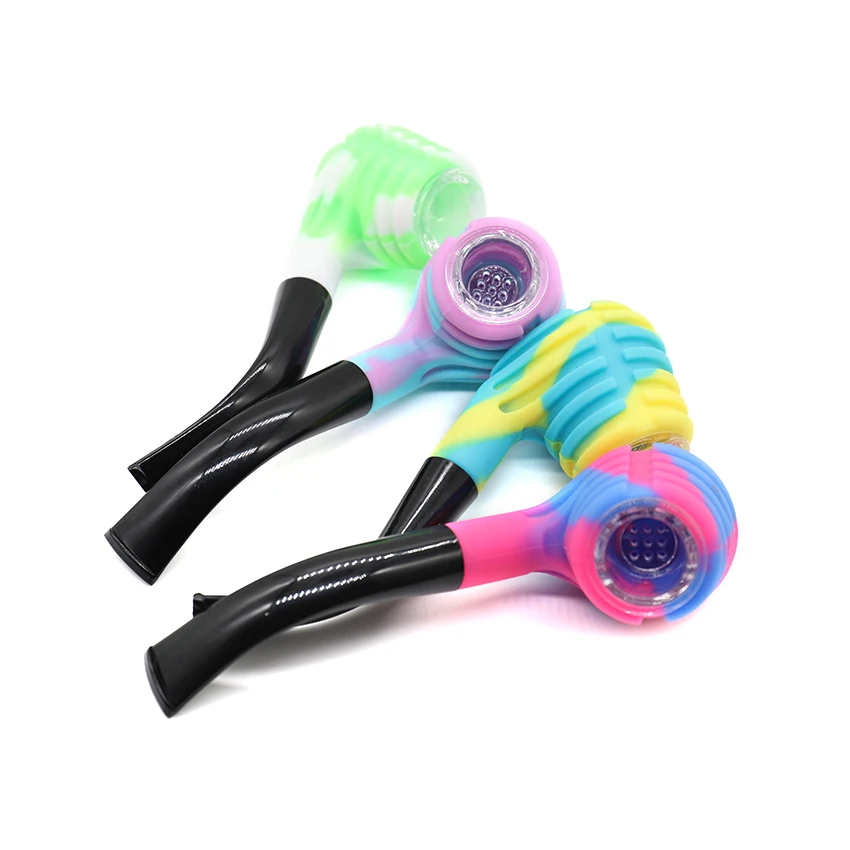 1 шт. разноцветная табачная труба стеклянная чаша молоток силиконовая