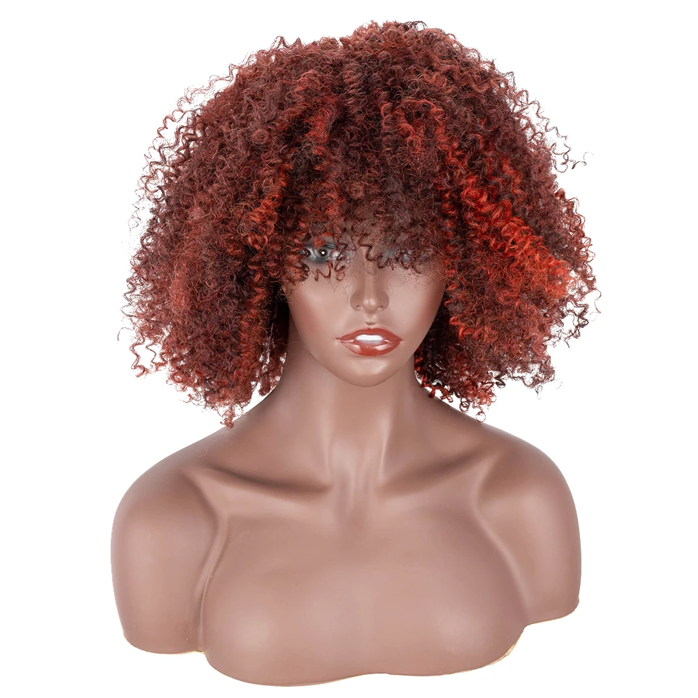 

Afro Kinky Curly Wigs Synthetic Short Wigs for Women High Temperature Fiber Blonde Mixed Brown 5 Colors Avialiable