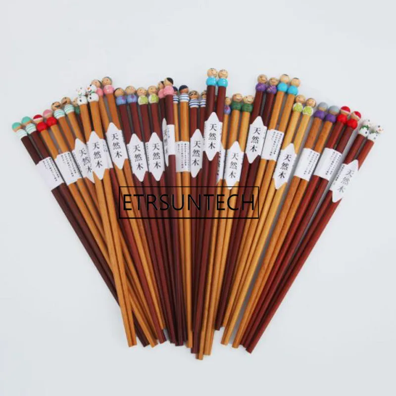 

100pairs Cute Cartoon Wood Chopsticks Family Dolls Japanese Style Food Chopsticks Travel Souvenirs