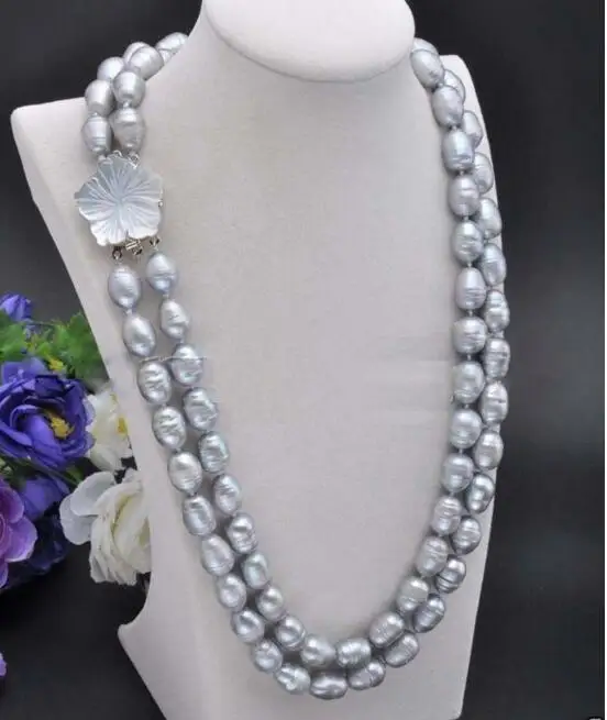 Ювелирные изделия Жемчужное ожерелье Бесплатная доставка 2 ряда 10-11 мм
