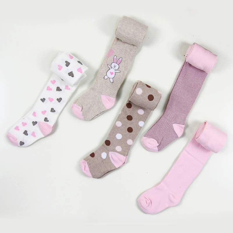 

2 Pcs New Girl Tights Spring Autumn Children's Pantyhose Stockings Baby Kids Knee High Tights Pretty Printed Cotton Tights