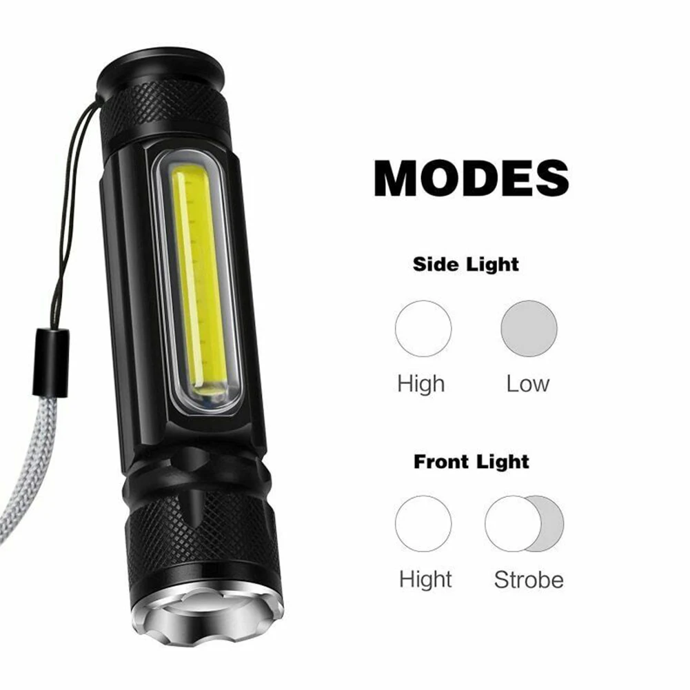 

Telescopic Zoomable USB Recharge Flashlights Waterproof 3 Modes Outdoor Cycling Camping Torch Work Light with Magnet Hand Rope