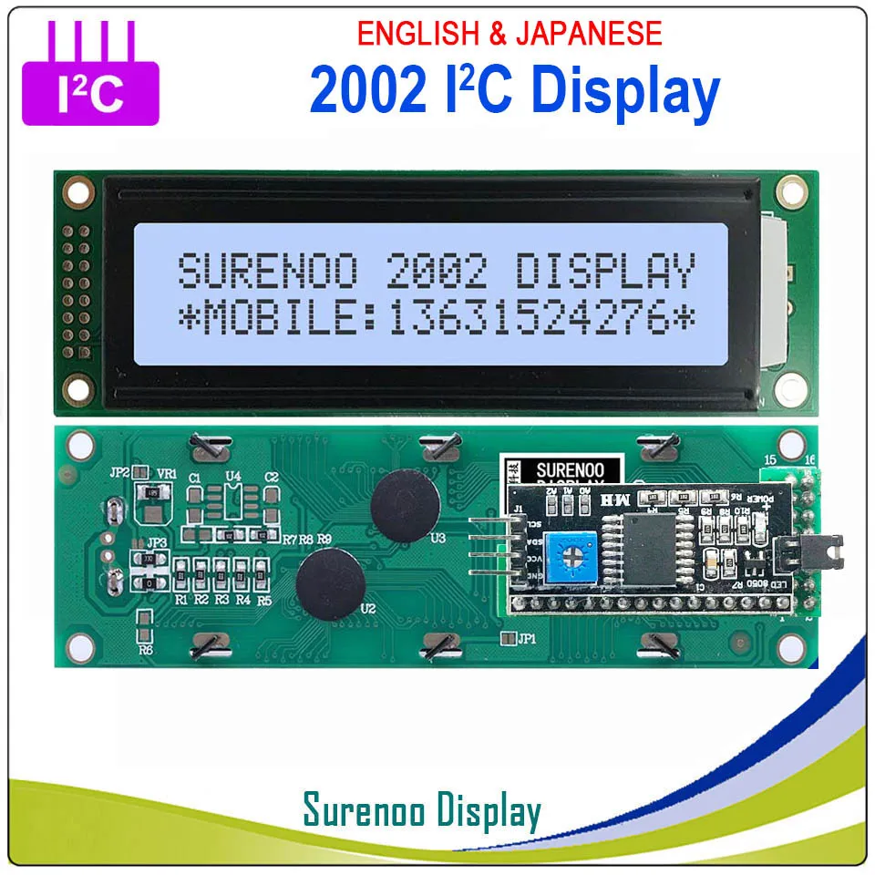 I2C Solder on Board 2002 202 20*2 английский и японский серийный IIC igc TWI персонаж ЖК-модуль дисплей желтый зеленый синий с подсветкой для Arduino - Цвет: I2C Solder on Board