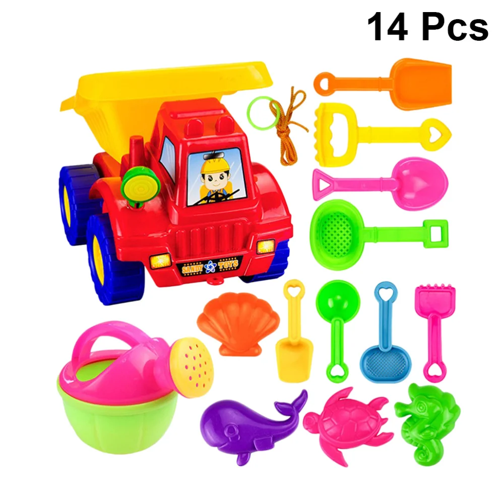 

14PC Children Leisure Beach Set Toys Play Sand Cassia Tool Burr-Free Green Educational Beach Game Toys