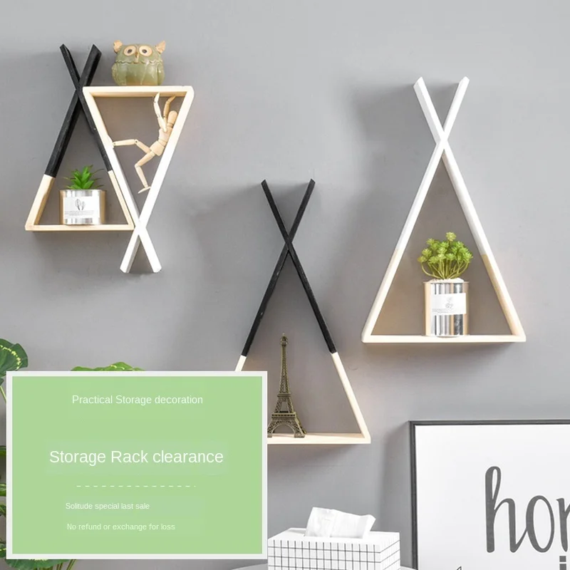 

Creative triangle wall frame house display rack living room bedroom children's room decoration crafts storage rack CY52709