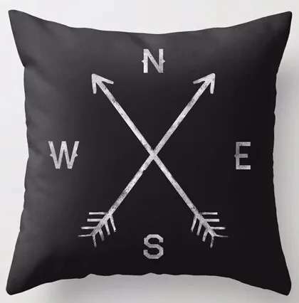 

Оптовая продажа модные роскошные винтажные черный, белый цвет компас творческий дизайн плед наволочки Модные 2 вида стилей наволочка