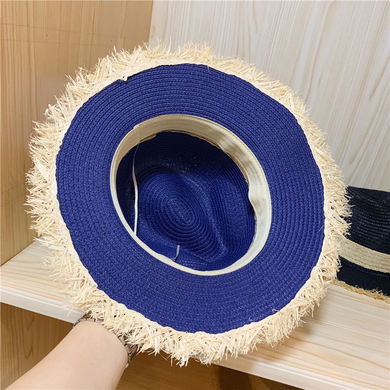 

2019 new Summer Women's sun hat Wide side Jazz cap tassel Fashion Floppy Foldable Ladies Women Straw Beach hat seaside Holiday