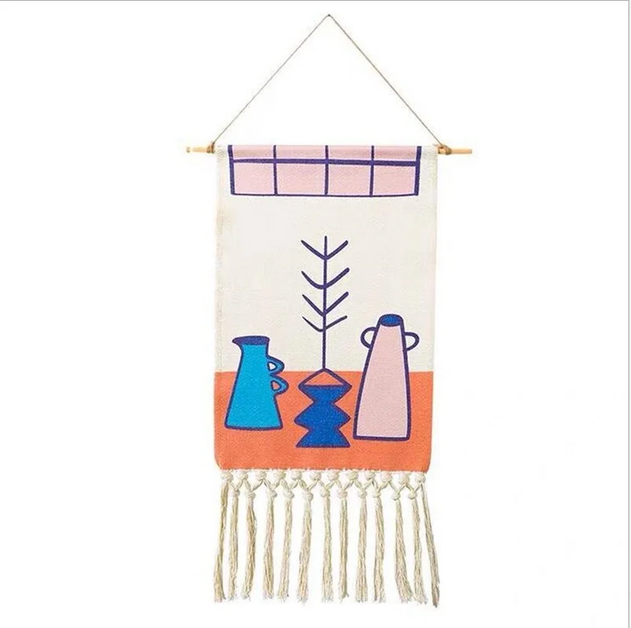 

Home Decor Macrame Wall Hanging Tapestry Cotton Tassel Handmade Woven Bohemian geometric canvas Art background cloth tapestry
