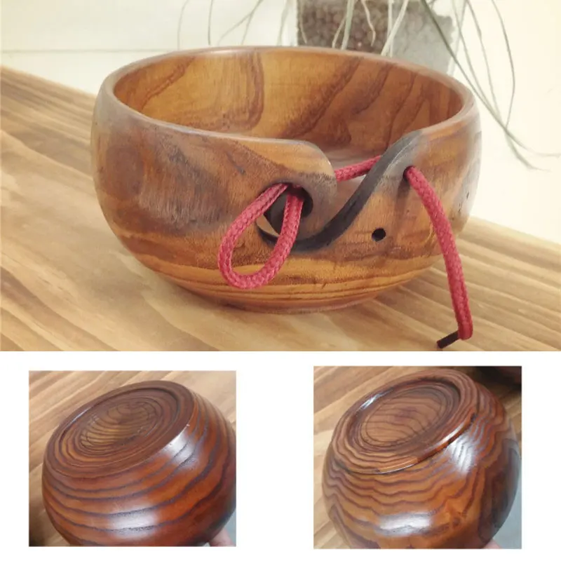 

New Eco-friendly Wooden Yarn Storage Bowl Organizer Knitted Crochet Wool Storage Bowl Handmade Sewing Supplies Storage