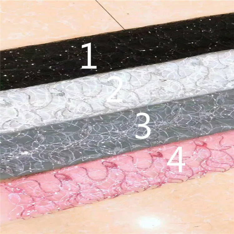 

Mesh Bottom Multicolor Sequin Embroidered Fabric Women's Children's Clothing Dress Wedding Dress Embroidery Fabrics