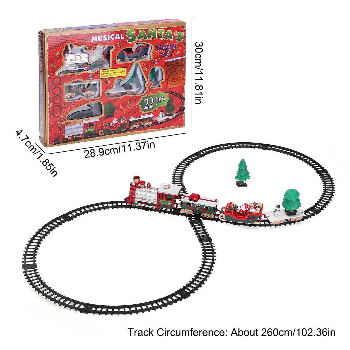 Tren El&eacute;ctrico de juguete para Navidad, coches de pista de carreras con m&uacute;sica, decoraci&oacute;n de &aacute;rbol de Navidad de Santa Claus, modelo de tren-5