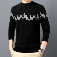 top grade imitation mink velvet fashion designer brand knit pullover sweater autum casual winter jumper for men clothing