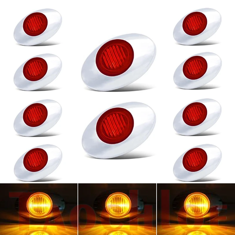 

10 шт. 12 в хром ободок боковые габаритные огни для автомобиля декоративные светодиодные ходовые огни для грузовика лодки прицепа SUV RV габарит...