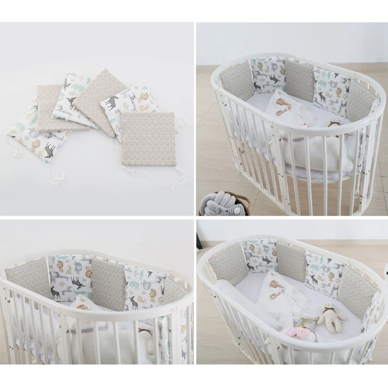 D55E 6 шт. бампер для детской кроватки мягкая хлопковая Защитная Подушка детская