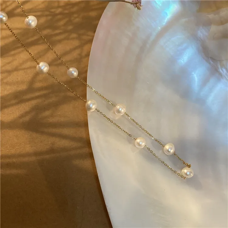 

Natural Freshwater Pearl Gypsophila Clavicle Chain Ladies Necklace KPOP Jewelry 925 Silver Necklace with Pearl 2021 Necklace