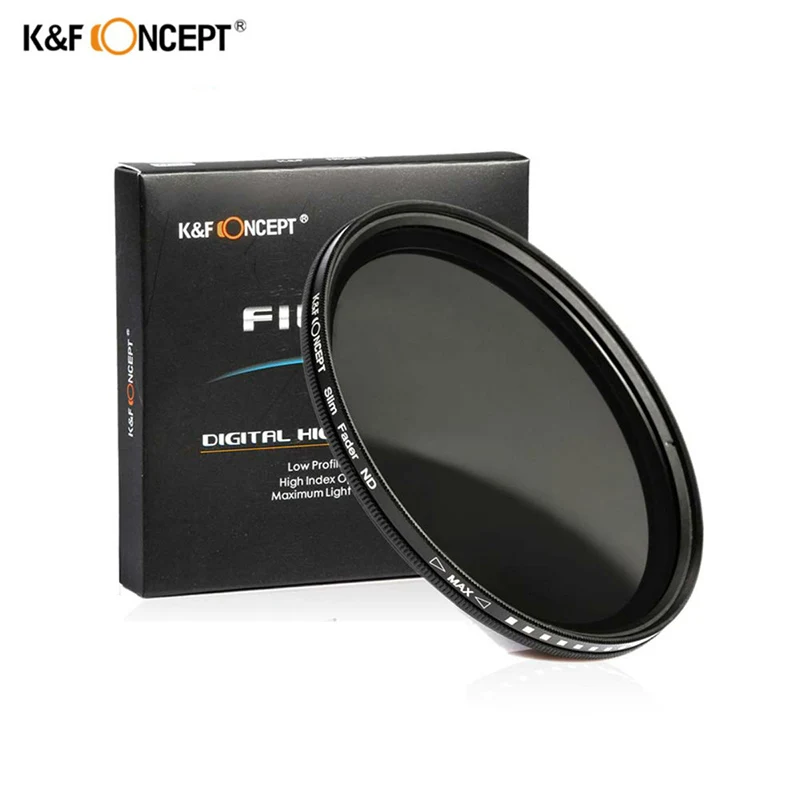 K & F CONCEPT 37-82 мм 52 мм 58 мм 62 мм 67 мм 72 мм 77 мм Тонкий Фейдер переменный ND фильтр для объектива Регулируемый ND2 до ND400 нейтральная плотность