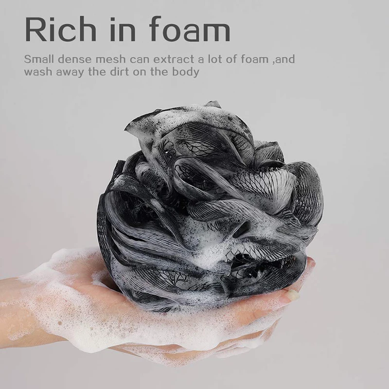 Soft Shower Mesh Foaming Sponge Exfoliating Scrubber Black Bath Bubble Ball Body Skin Cleaner Cleaning Tool Bathroom Accessories | Дом и сад