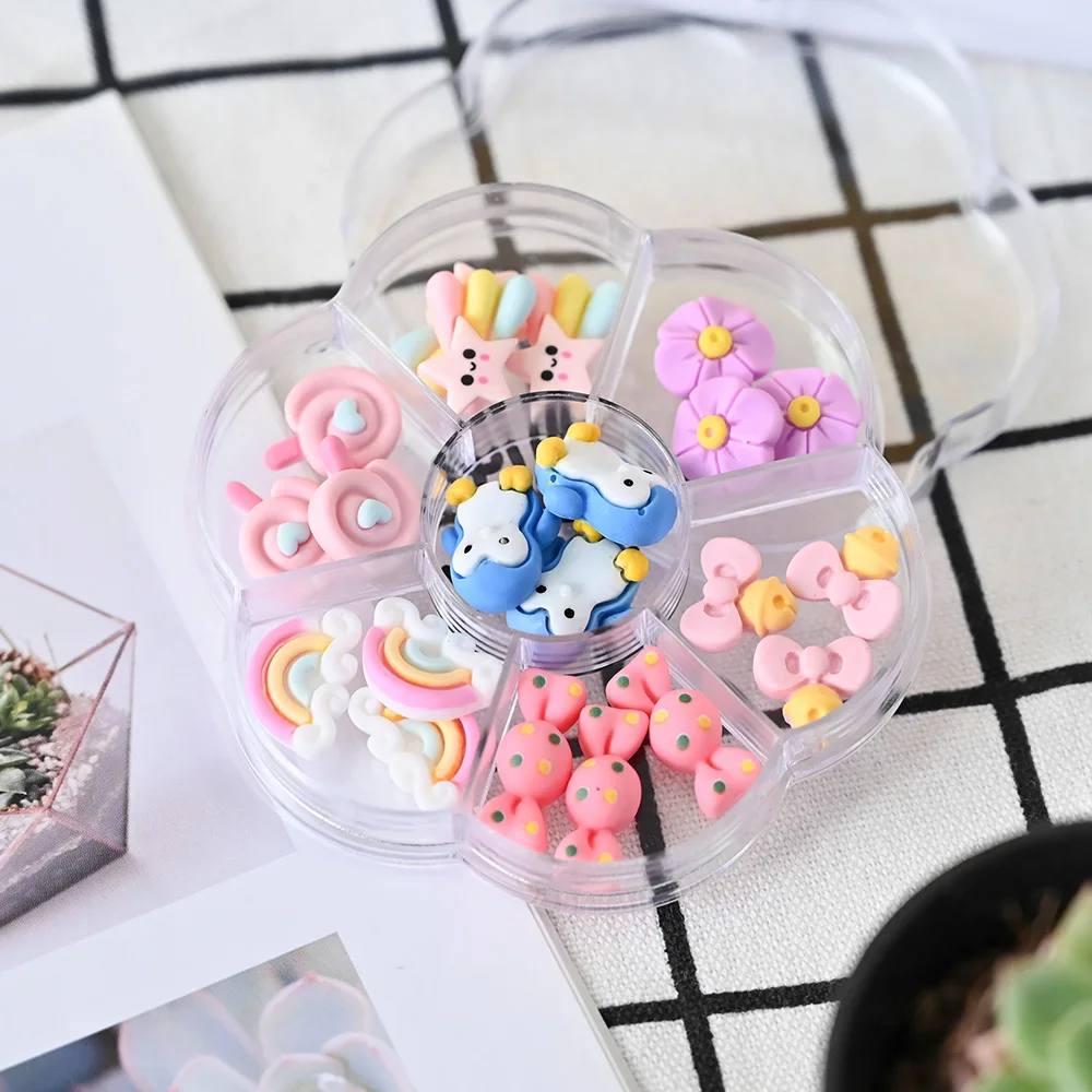

21PCS 2022 Special Design Kawaii Accessories Cartoon Nail Art Charms Flower/Candy/Bear Manicure 3D Nail Decoration Rhinestone,22