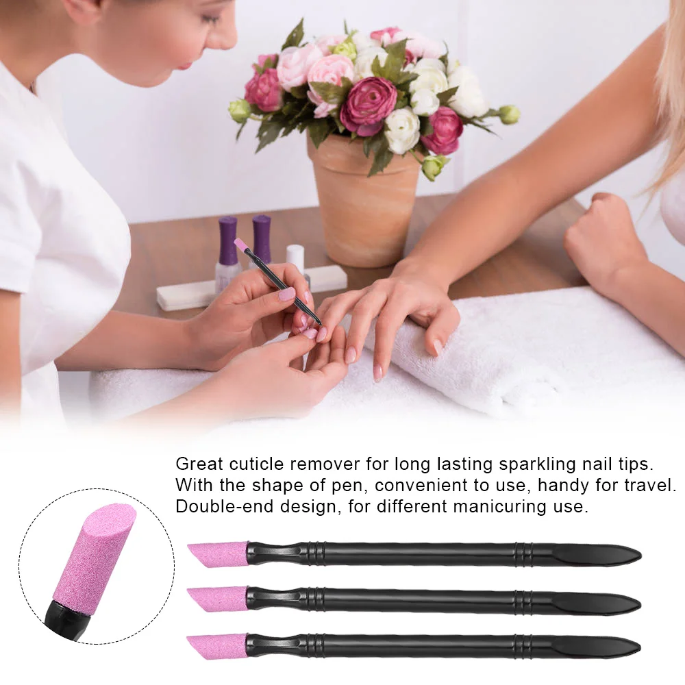 3Pc Nail Cuticle Grind Rod Dead Skin Remover Sanding File Pen Quartz Scrub Stone Art Pusher Manicure Pedicure Care Tool | Красота и