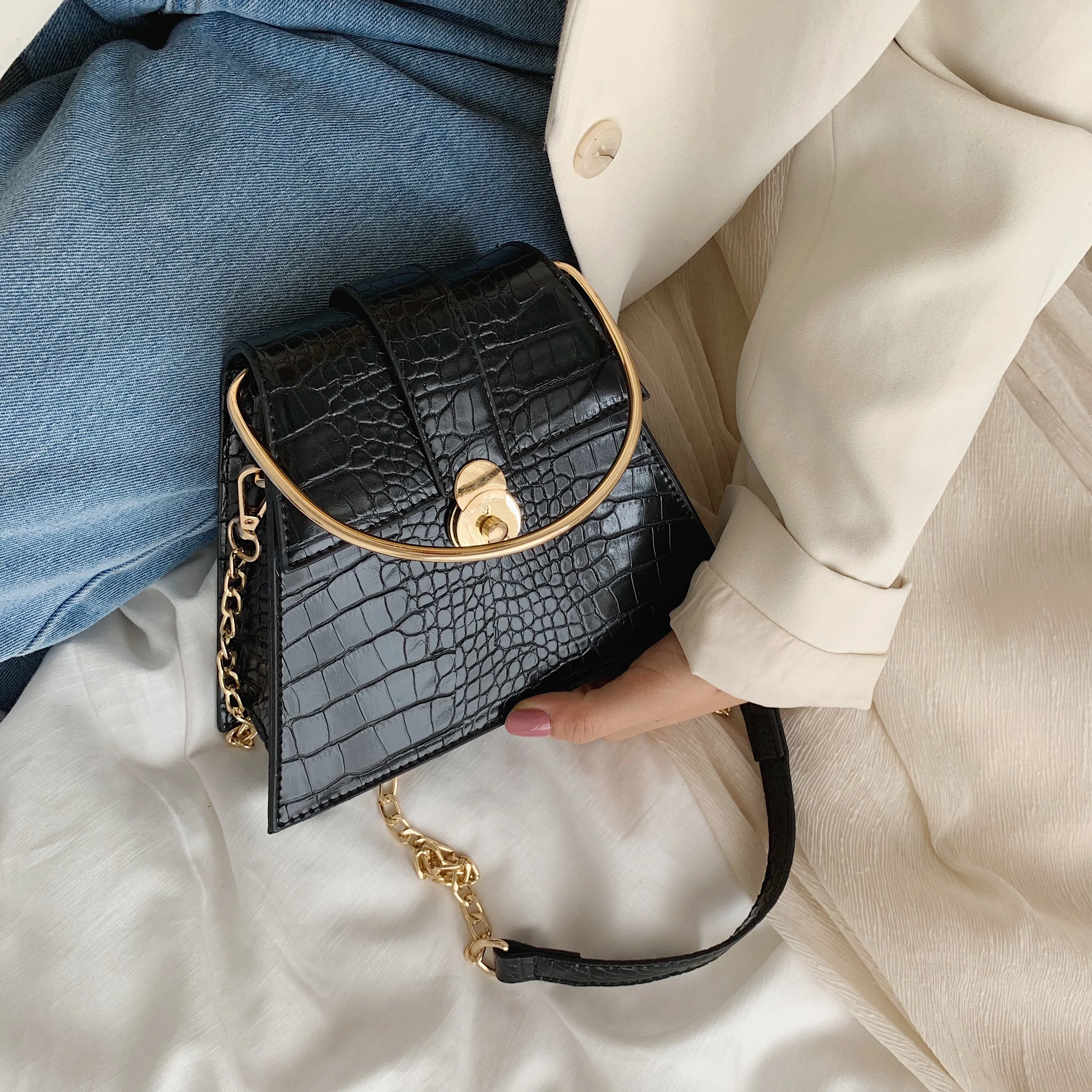 Трапециевидный камень шаблон PU кожа сумки через плечо для женщин 2019 плеча