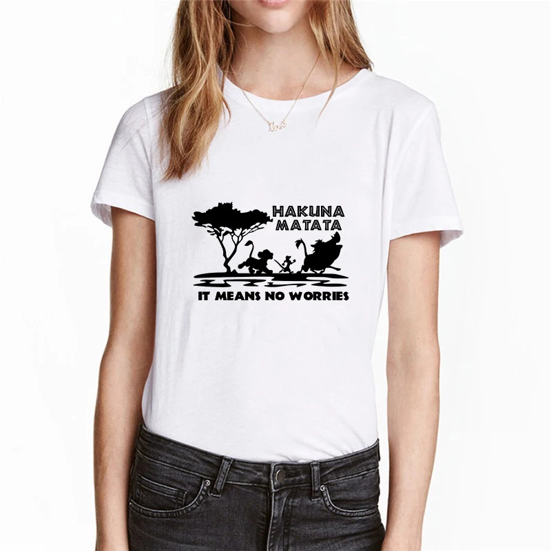 Showtly Hakuna Matata Women Harajuku Ullzang the lion king T-shirt Femme Homme Summer Tshirt Fashion Top Tee Female T Shirt