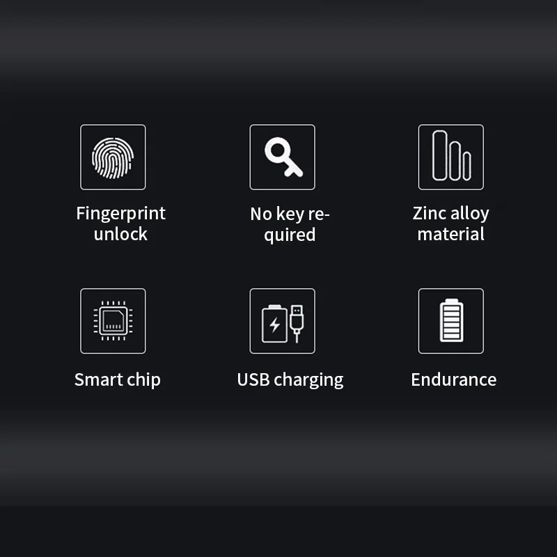

Security Keyless USB Rechargeable Door Lock Fingerprint Smart Padlock Quick Unlock Zinc alloy Metal fingerprint smart padlock