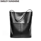 Сумочки из натуральной кожи для женщин, роскошный брендовый Модный Черный Саквояж на плечо, большая дамская сумка-тоут с ручками сверху, 2021