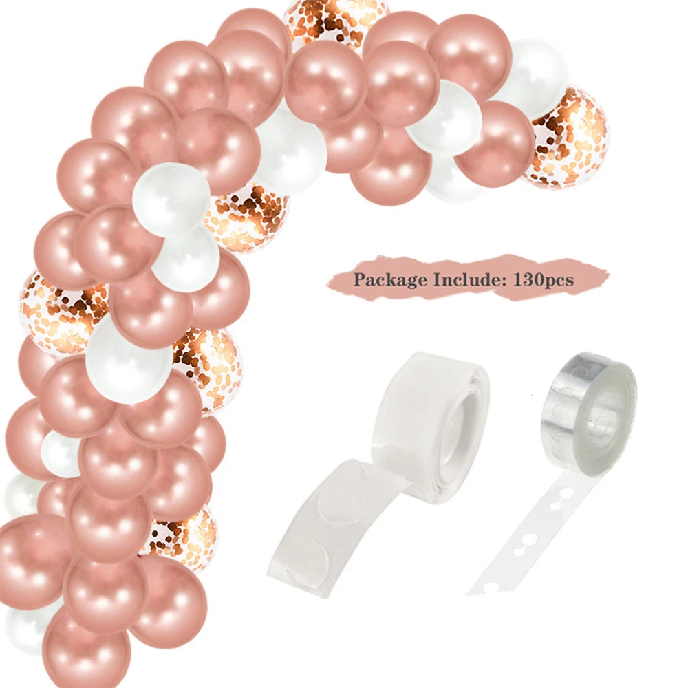 

Balloon Arch Garland Kit Latex Confetti Balloons for Wedding Bridal Birthday Party Decorations Baby Shower Girl 130Pcs Rose Gold
