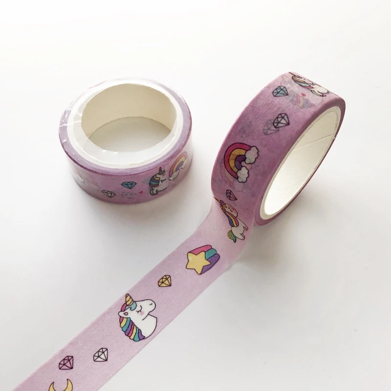 Единорог Kawaii Розовый мир золотой Декоративная клейкая лента Маскировочная Washi Diy Скрапбукинг Стикер Японские канцелярские товары.