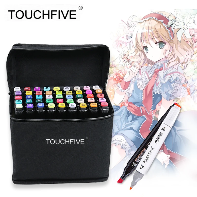 

TouchFIVE 30/40/60/80 Color Markers Manga Drawing Markers Pen Alcohol Based Sketch Felt-Tip Oily Twin Brush Pen Art Supplies