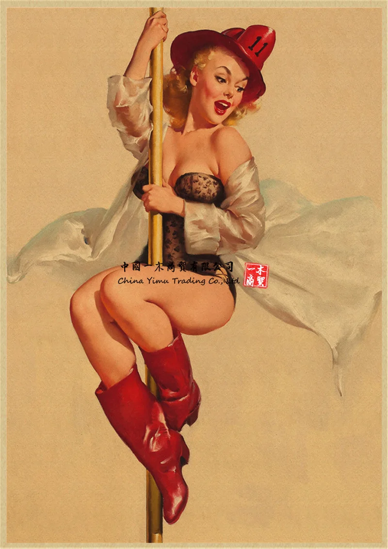 

Pole dance sticker Retro Sticker Pin Up Sexy Girl Decal Suitable for Art Home Room Wall Painting Windows Bar Car Decor