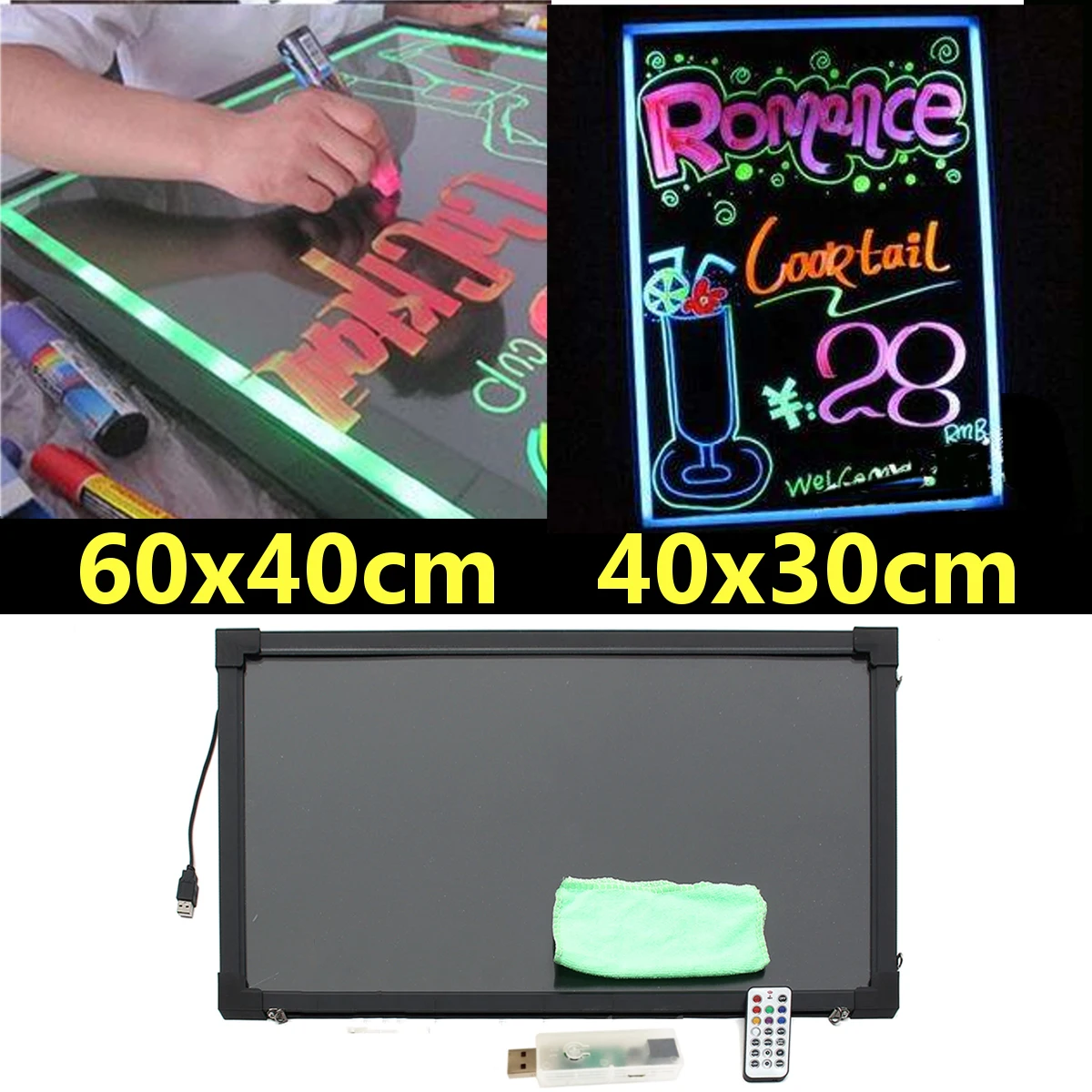 Со стирающимися чернилами неоновый Светодиодный Письменная Доска мигающий