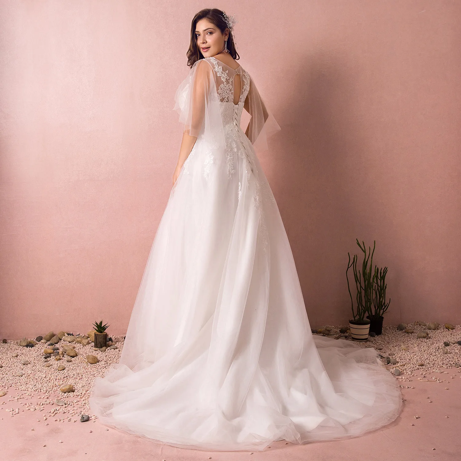 ТРАПЕЦИЕВИДНОЕ платье в пол размера плюс свадебное 2020 элегантное Тюлевое с