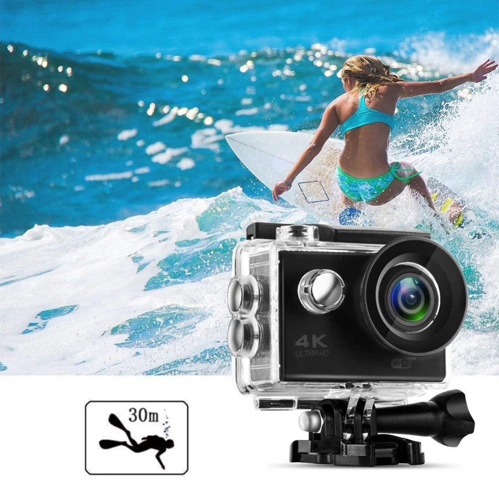 Pаспродажа Экшн-камера Ultra HD 4K 30fps Wi-Fi 2,0 дюйма 170 обезжириваемая Подводная Водонепроницаемая видеокамера S белая