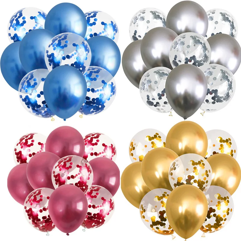 10 шт. 12 дюймов металлические шары золотые конфетти воздушные хромовые балоны для