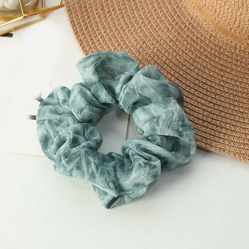 

Women Rainbow Scrunchies Elastic Hair Rubber Bands Ponytail Holder Hair Accessories Tie Dye Chiffon Large Intestine Hair Ring
