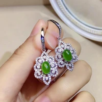 vintage silver jade drop earrings for party 5mm7mm 100 natural green jade eardrop solid 925 silver jade jewelry